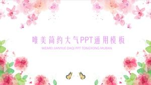 Modèle PPT de couleur belle fleur aquarelle