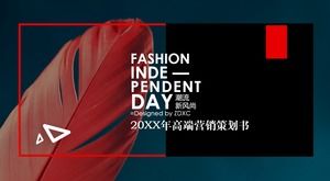 Sfondo di moda piuma modello PPT stile rivista europea e americana