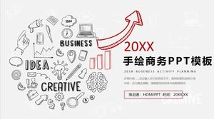 Modelo de negócio PPT com mão criativa preto e branco desenhado fundo do ícone