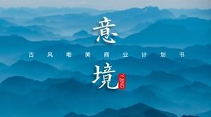 Modelo de PPT do plano de financiamento de negócios com fundo elegante montanhas azuis