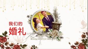 Modelo de PPT de álbum de casamento de decoração linda flor