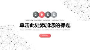 Plantilla PPT de negocios universal de diseño de partículas de línea de punto rojo y gris simple