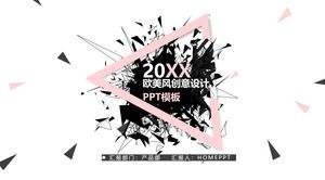 創意黑色多邊形三角藝術設計PPT模板