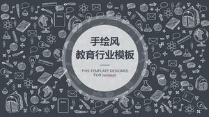 Modello PPT dell'industria dell'istruzione sul fondo d'istruzione disegnato a mano grigio dell'icona