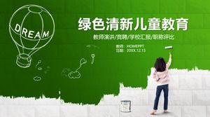 Grüne PPT-Vorlage für die Bildung frischer Kinder