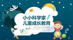 Micul om de știință de desene animate creștere educație șablon PPT