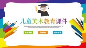 Renkli çocuk sanat eğitimi PPT eğitim yazılımı şablonu