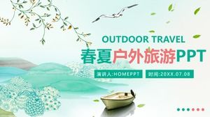 Plantilla PPT de viaje verde primaveral refrescante