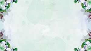 Зеленый акварельный цветок PPT фоновый рисунок