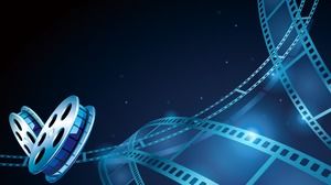 Trzy niebieskie zdjęcia filmowe w tle PPT