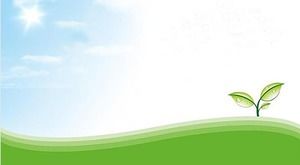 青い空と白い雲の柔らかい苗PPT背景画像