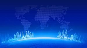 五張藍色地球曲率商務PPT背景圖片