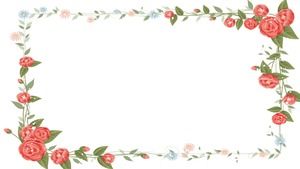Fresh Han Fan flower border PPT background map