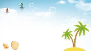 ภาพพื้นหลังท้องฟ้าทะเลและเมฆสีขาวสัตว์ทะเล PPT