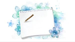 蓝色优雅水彩PPT背景图片