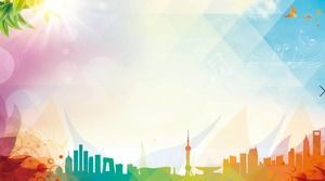 低レベル都市シルエットPPT背景マップ