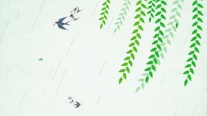 Le printemps vert frais de bande dessinée arrive image d'arrière-plan PPT