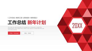 Template ringkasan rencana kerja latar belakang poligon merah