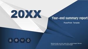 İş özeti raporu PPT şablonu mavi origami etkisi