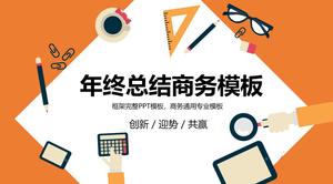 Turuncu düz yıl sonu iş özeti PPT şablonu