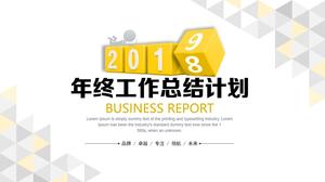 带有翻转数字方形背景的工作总结计划PPT模板