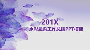 Plantilla PPT de resumen de trabajo de fondo de pétalos de acuarela púrpura