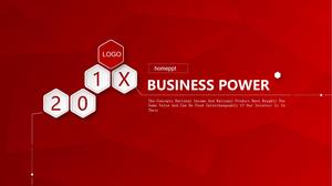 Yıllık çalışma özeti kırmızı basit altıgen zemin üzerine PPT şablonu