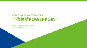 簡單的藍色和綠色相匹配的扁平作品摘要PPT模板