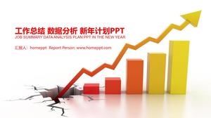 Üç boyutlu yükselen grafik arka plan veri analizi yıl sonu çalışma özeti PPT şablonu
