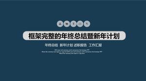 Ringkasan PPT templat ringkasan kerja dinamis biru tua sederhana dan sederhana