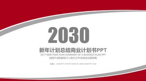 Plantilla PPT de resumen de trabajo plano y conciso rojo y gris