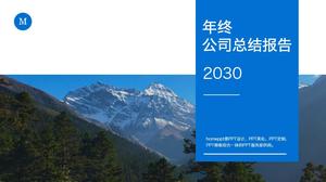 Mavi basit yıl sonu iş özeti PPT şablonu