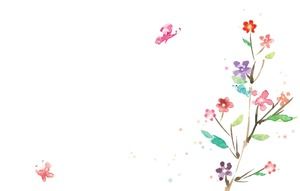 Renkli suluboya bitki kelebek PPT arka plan resmi