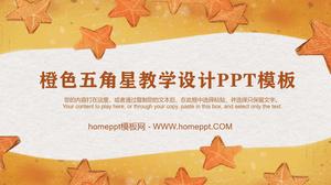 オレンジ色の手描き五芒星の背景デザインPPTテンプレートを教える