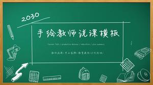 緑の黒板チョーク手描きPPTテンプレート