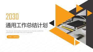 黄色の黒い三角形の背景に作業計画の整理のPPTテンプレート