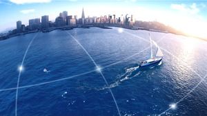 Three PPT background pictures of the seaside city