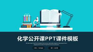Mavi düz kimya açık sınıf PPT eğitim yazılımı şablonu