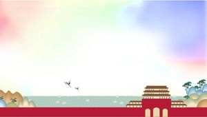 Cartoon classical architecture scene PPT background picture