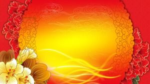 3つの古典的なパターンの豊富な牡丹PPT背景画像