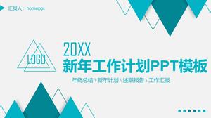 Mavi üçgen arka plan iş planı PPT şablonu