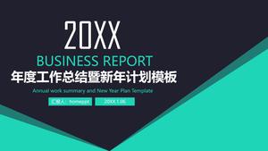 Szablon PPT zielony prosty i płaski nowy rok pracy