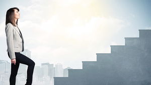 Imagem de fundo PPT de mulheres no local de trabalho em frente à escada