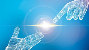 두 개의 흰색 가상 제스처 PPT 배경 사진