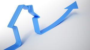 Prosty niebieski dom strzałka obraz tła ppt