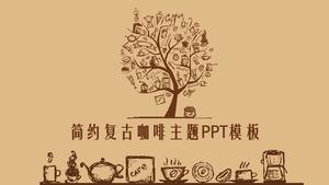 茶色のレトロな手描きのコーヒーテーマPPTテンプレート
