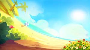 Cartoon Strandblume PPT Hintergrundbild