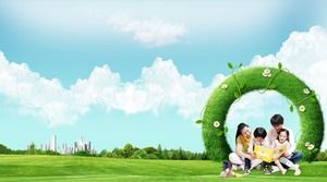 Cer albastru și pajiști albe de nori albi protecție de mediu PPT imagine de fundal