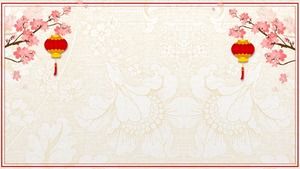 ثلاثة فوانيس زهر البرقوق صور خلفية PPT لمهرجان الربيع