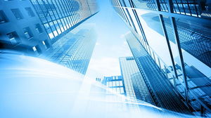 Blue high-rise building slide background picture